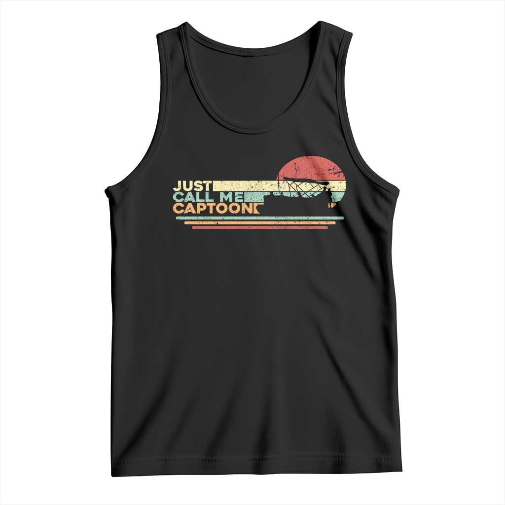 Funny Just Call Me Captoon Tank Top Pontoon Boat Captain TS11 Black Print Your Wear