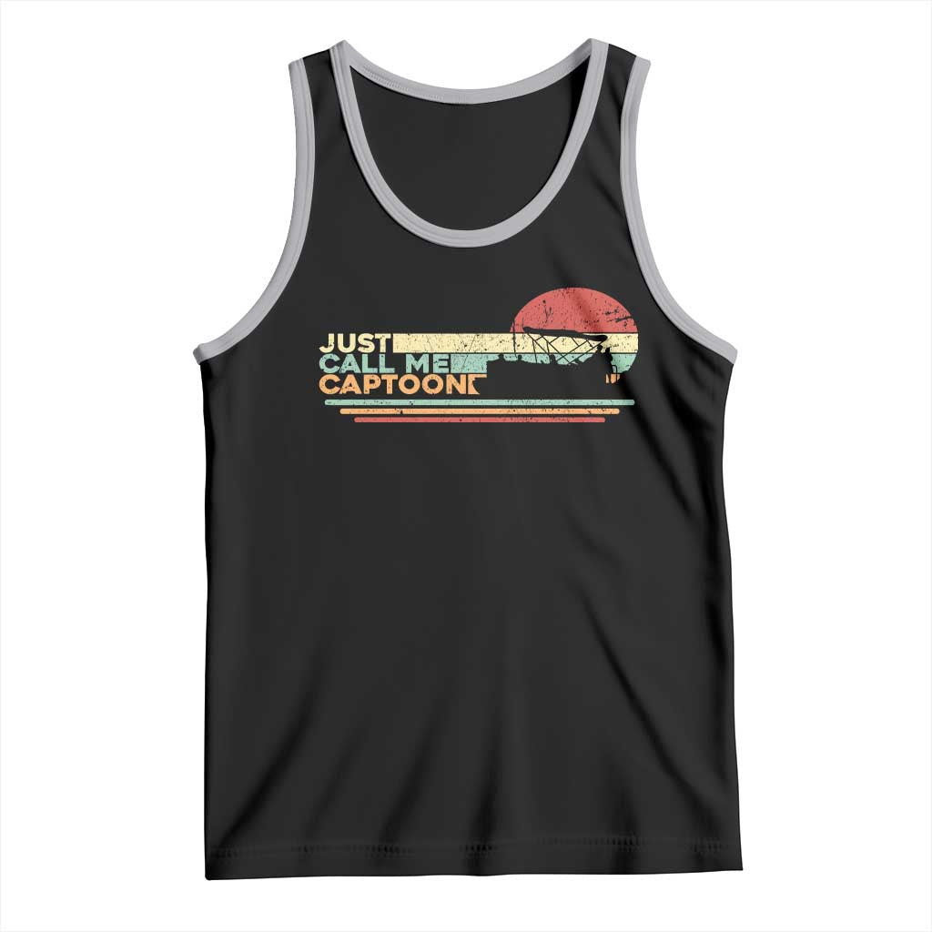 Funny Just Call Me Captoon Tank Top Pontoon Boat Captain TS11 Black Athletic Heather Print Your Wear