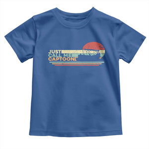 Funny Just Call Me Captoon Toddler T Shirt Pontoon Boat Captain TS11 Royal Blue Print Your Wear