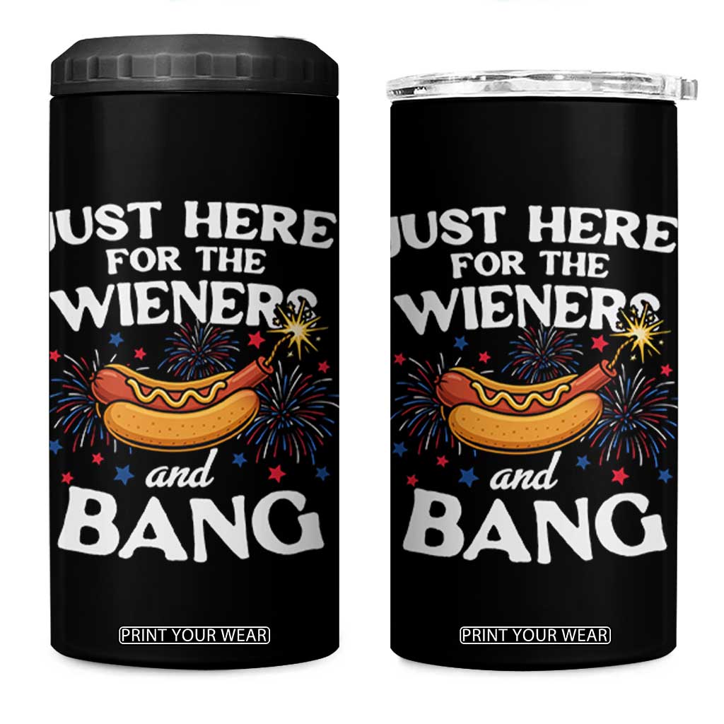 Funny Just Here For The Wieners And Bang 4 in 1 Can Cooler Tumbler 4th Of July Hot Dog Lover Fireworks TS11 One Size: 16 oz Black Print Your Wear