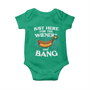 Funny Just Here For The Wieners And Bang Baby Onesie 4th Of July Hot Dog Lover Fireworks TS11 Irish Green Print Your Wear