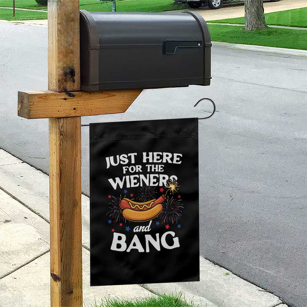 Funny Just Here For The Wieners And Bang Garden Flag 4th Of July Hot Dog Lover Fireworks TS11 Print Your Wear