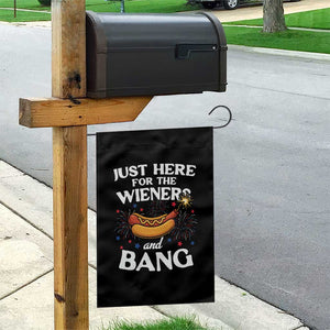 Funny Just Here For The Wieners And Bang Garden Flag 4th Of July Hot Dog Lover Fireworks TS11 Print Your Wear