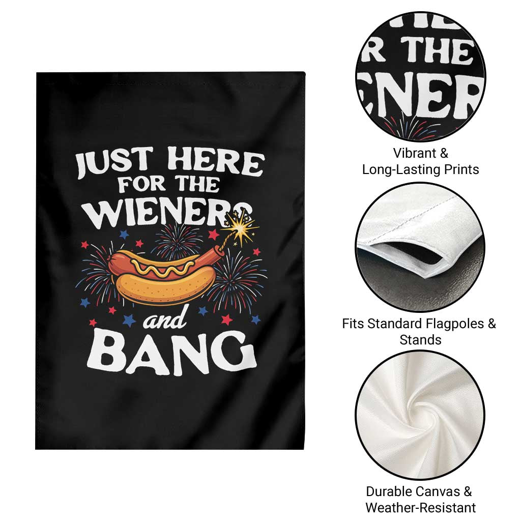 Funny Just Here For The Wieners And Bang Garden Flag 4th Of July Hot Dog Lover Fireworks TS11 Print Your Wear