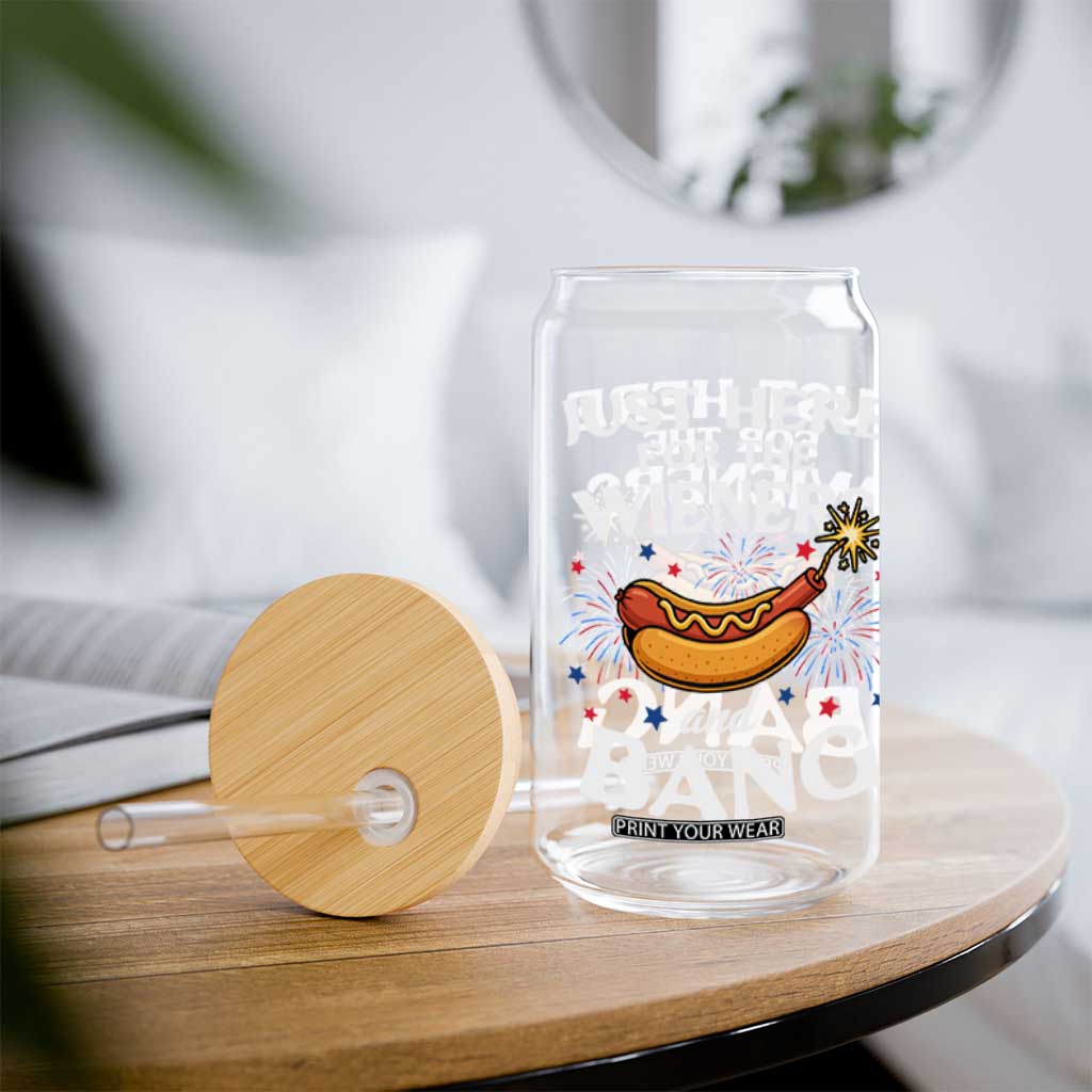 Funny Just Here For The Wieners And Bang Glass Can 4th Of July Hot Dog Lover Fireworks TS11 Print Your Wear