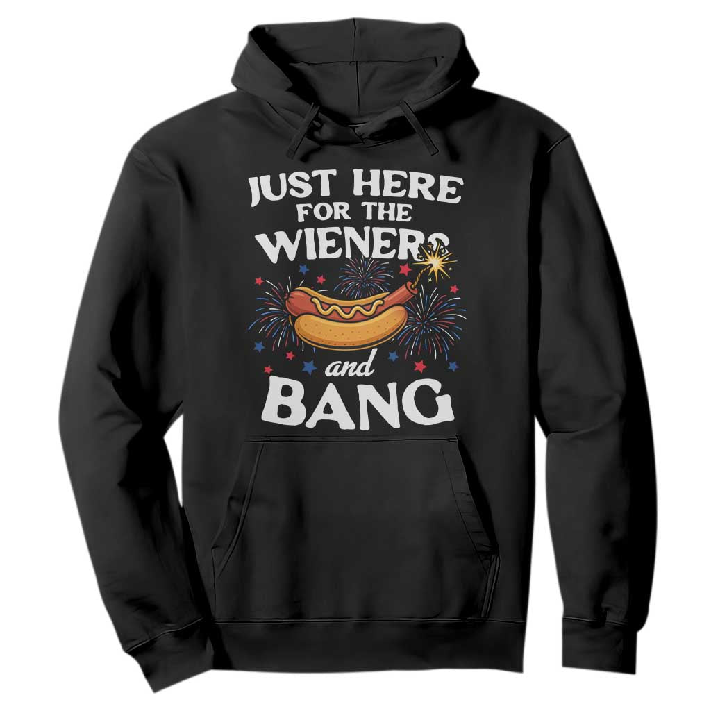 Funny Just Here For The Wieners And Bang Hoodie 4th Of July Hot Dog Lover Fireworks TS11 Black Print Your Wear