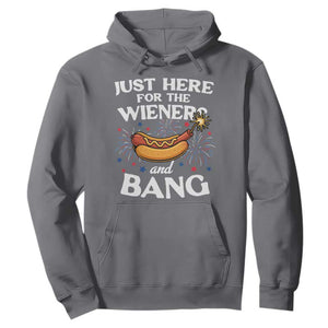 Funny Just Here For The Wieners And Bang Hoodie 4th Of July Hot Dog Lover Fireworks TS11 Charcoal Print Your Wear