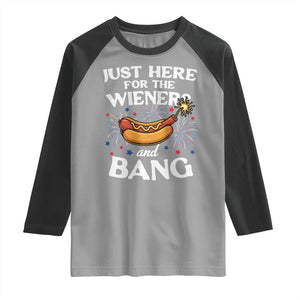 Funny Just Here For The Wieners And Bang Raglan Shirt 4th Of July Hot Dog Lover Fireworks TS11 Sport Gray Black Print Your Wear