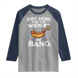 Funny Just Here For The Wieners And Bang Raglan Shirt 4th Of July Hot Dog Lover Fireworks TS11 Sport Gray Navy Print Your Wear