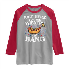 Funny Just Here For The Wieners And Bang Raglan Shirt 4th Of July Hot Dog Lover Fireworks TS11 Sport Gray Red Print Your Wear