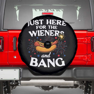 Funny Just Here For The Wieners And Bang Spare Tire Cover 4th Of July Hot Dog Lover Fireworks TS11 Black Print Your Wear