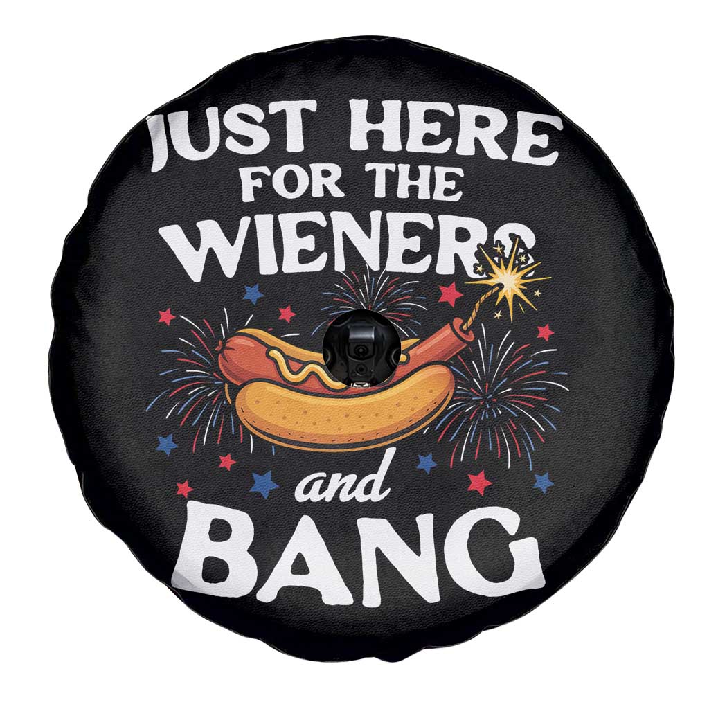 Funny Just Here For The Wieners And Bang Spare Tire Cover 4th Of July Hot Dog Lover Fireworks TS11 Print Your Wear