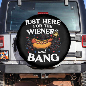 Funny Just Here For The Wieners And Bang Spare Tire Cover 4th Of July Hot Dog Lover Fireworks TS11 No hole Black Print Your Wear