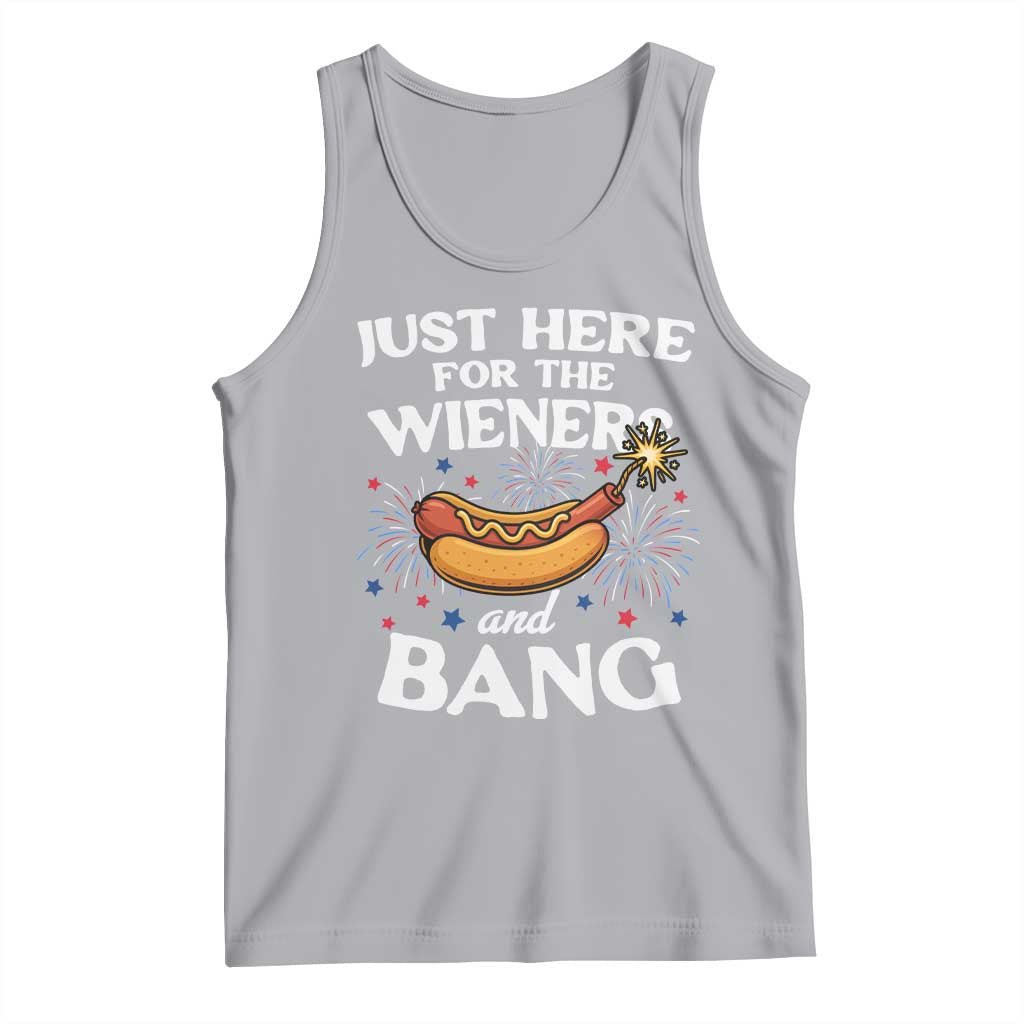 Funny Just Here For The Wieners And Bang Tank Top 4th Of July Hot Dog Lover Fireworks TS11 Athletic Heather Print Your Wear
