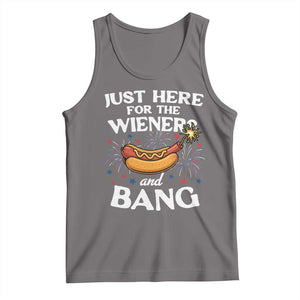 Funny Just Here For The Wieners And Bang Tank Top 4th Of July Hot Dog Lover Fireworks TS11 Deep Heather Print Your Wear
