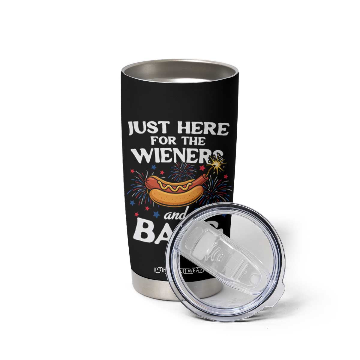 Funny Just Here For The Wieners And Bang Tumbler Cup 4th Of July Hot Dog Lover Fireworks TS11 Print Your Wear