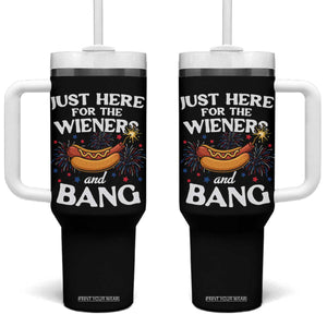 Funny Just Here For The Wieners And Bang Tumbler With Handle 4th Of July Hot Dog Lover Fireworks TS11 One Size: 40 oz Black Print Your Wear