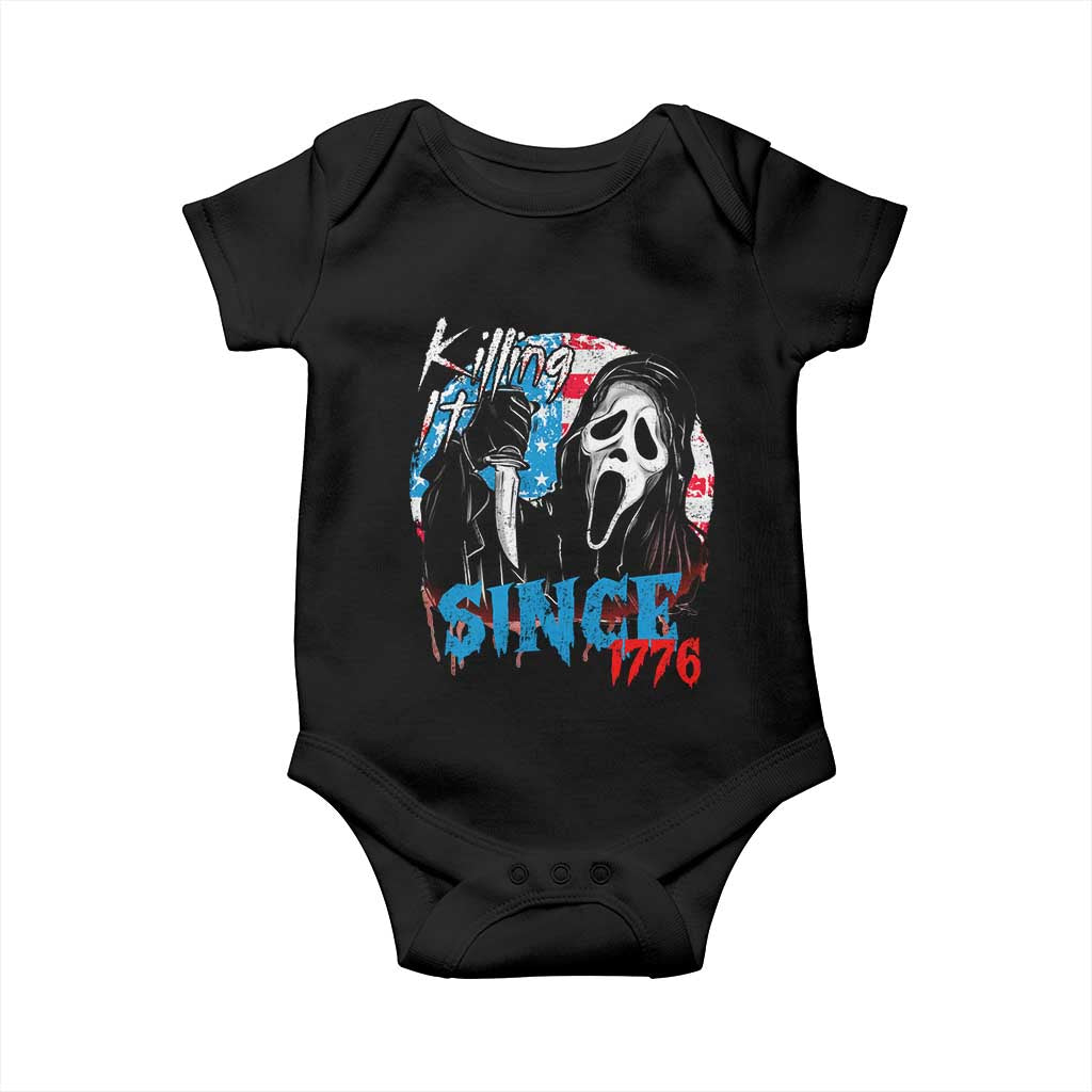 Funny Killing It Since 1776 Baby Onesie Horror Movie 4th Of July USA Ghost TS11 Black Print Your Wear