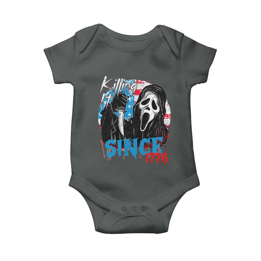 Funny Killing It Since 1776 Baby Onesie Horror Movie 4th Of July USA Ghost TS11 Dark Heather Print Your Wear