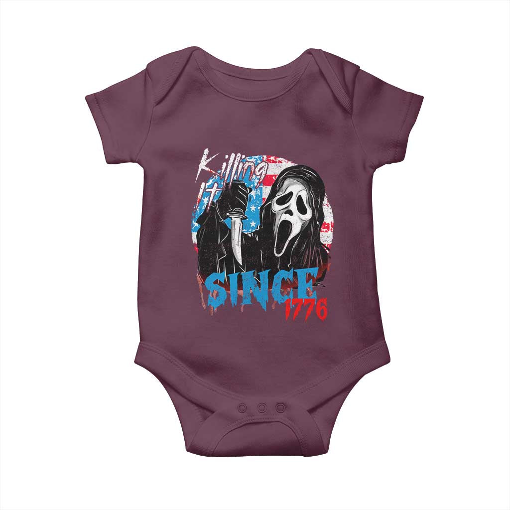 Funny Killing It Since 1776 Baby Onesie Horror Movie 4th Of July USA Ghost TS11 Maroon Print Your Wear