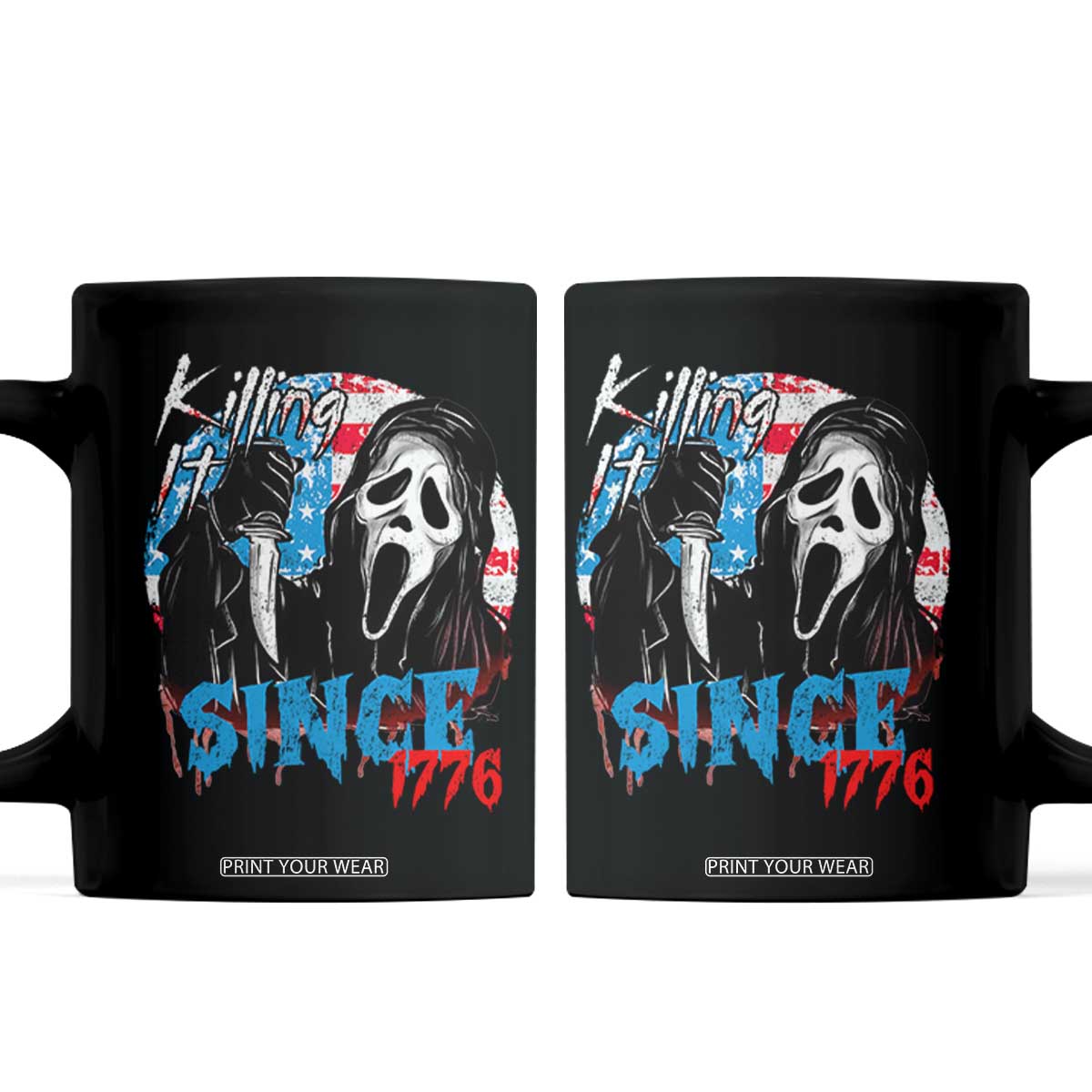 Funny Killing It Since 1776 Coffee Mug Horror Movie 4th Of July USA Ghost TS11 Black Print Your Wear