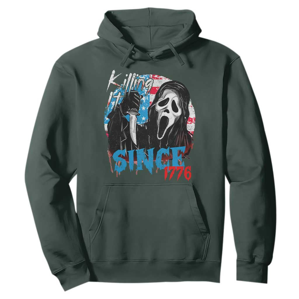 Funny Killing It Since 1776 Hoodie Horror Movie 4th Of July USA Ghost TS11 Dark Forest Green Print Your Wear