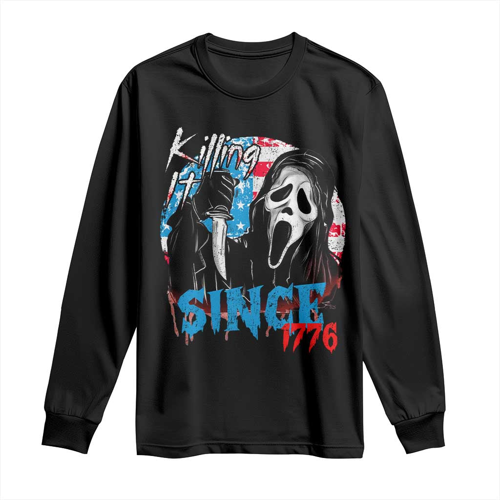 Funny Killing It Since 1776 Long Sleeve Shirt Horror Movie 4th Of July USA Ghost TS11 Black Print Your Wear