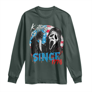 Funny Killing It Since 1776 Long Sleeve Shirt Horror Movie 4th Of July USA Ghost TS11 Dark Forest Green Print Your Wear