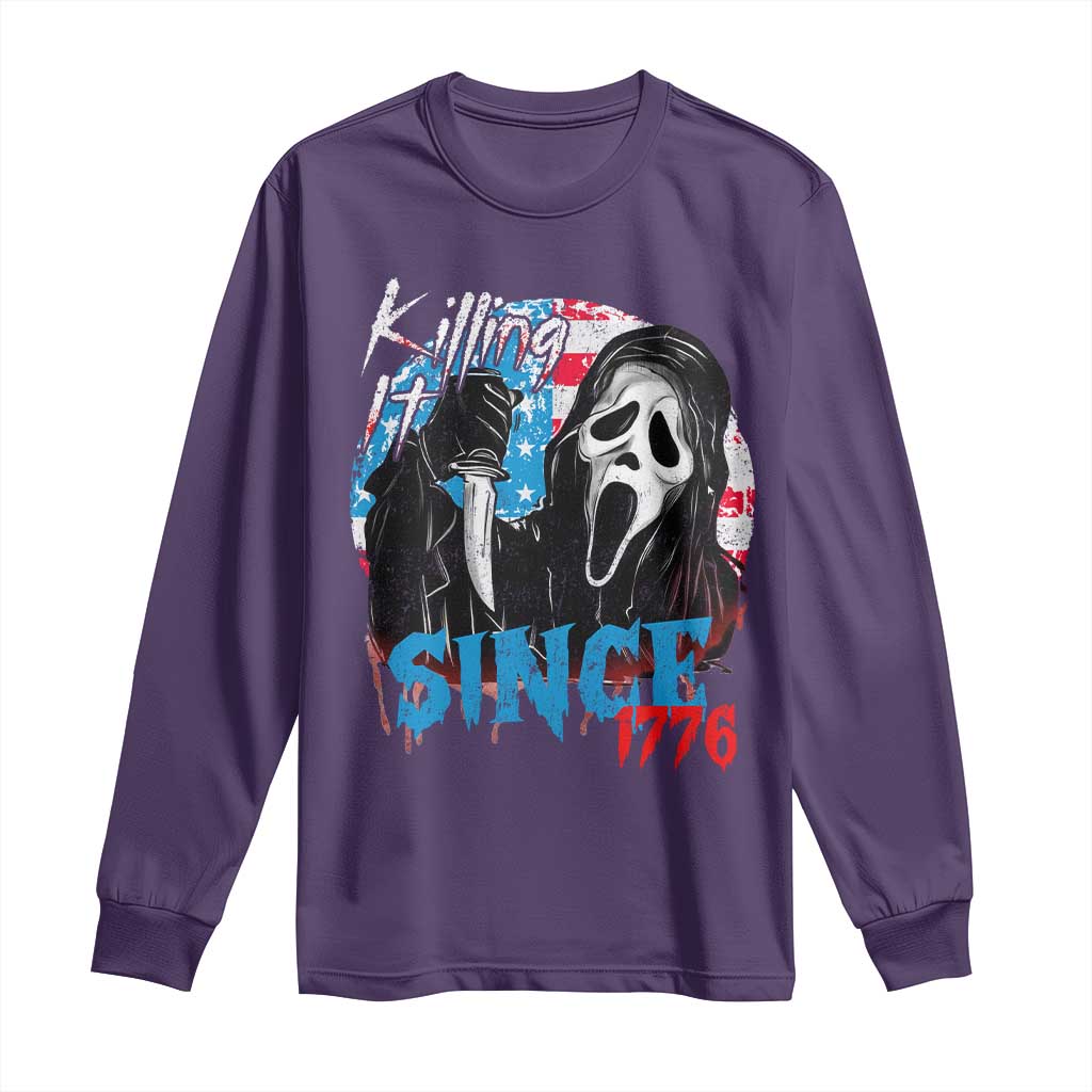 Funny Killing It Since 1776 Long Sleeve Shirt Horror Movie 4th Of July USA Ghost TS11 Purple Print Your Wear