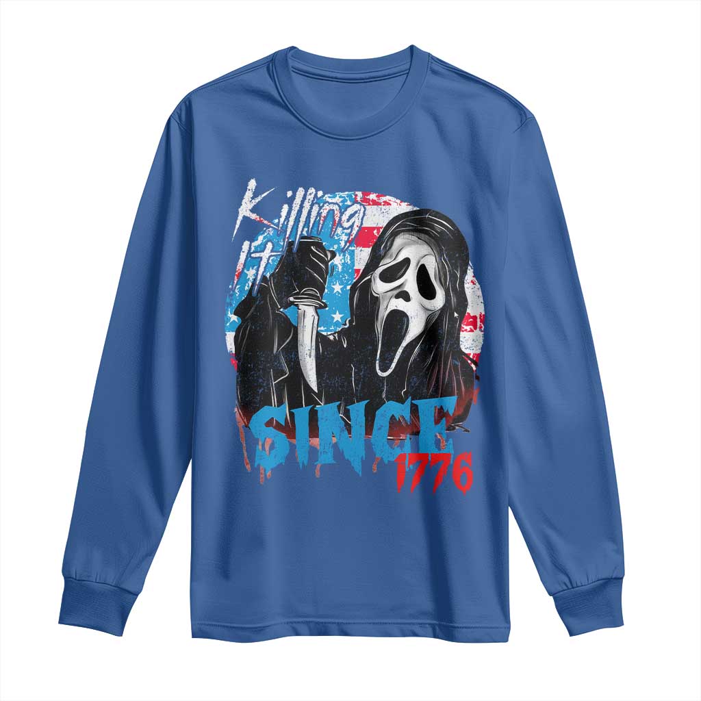 Funny Killing It Since 1776 Long Sleeve Shirt Horror Movie 4th Of July USA Ghost TS11 Royal Blue Print Your Wear