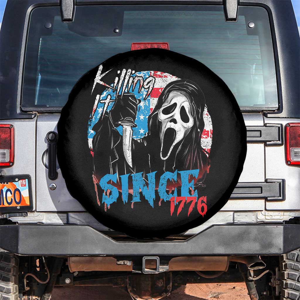Funny Killing It Since 1776 Spare Tire Cover Horror Movie 4th Of July USA Ghost TS11 No hole Black Print Your Wear