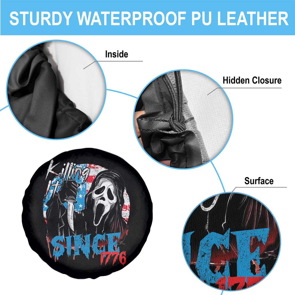 Funny Killing It Since 1776 Spare Tire Cover Horror Movie 4th Of July USA Ghost TS11 Print Your Wear
