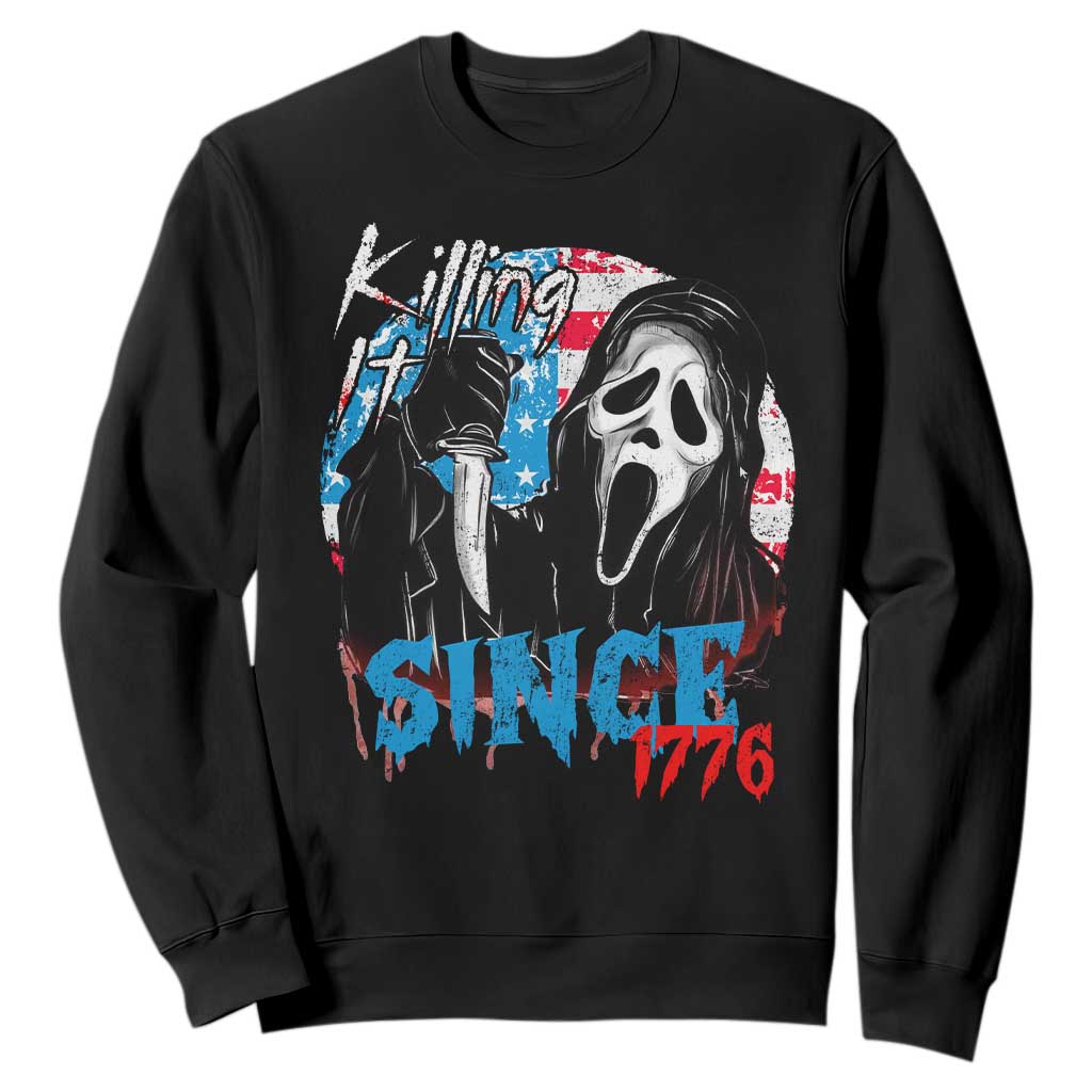 Funny Killing It Since 1776 Sweatshirt Horror Movie 4th Of July USA Ghost TS11 Black Print Your Wear