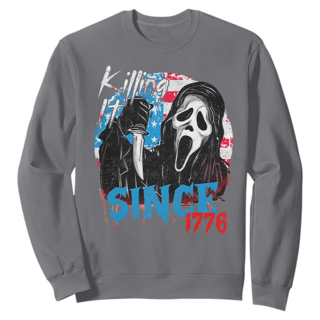Funny Killing It Since 1776 Sweatshirt Horror Movie 4th Of July USA Ghost TS11 Charcoal Print Your Wear
