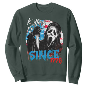 Funny Killing It Since 1776 Sweatshirt Horror Movie 4th Of July USA Ghost TS11 Dark Forest Green Print Your Wear
