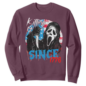 Funny Killing It Since 1776 Sweatshirt Horror Movie 4th Of July USA Ghost TS11 Maroon Print Your Wear