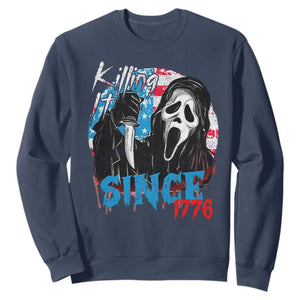 Funny Killing It Since 1776 Sweatshirt Horror Movie 4th Of July USA Ghost TS11 Navy Print Your Wear