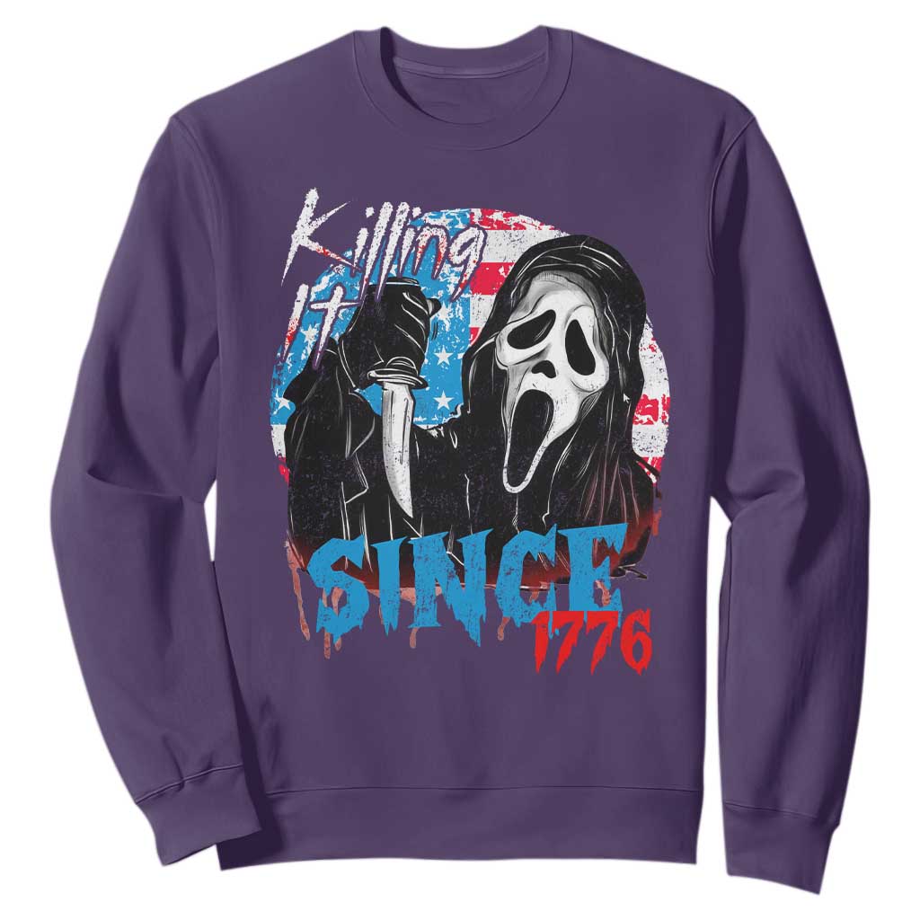 Funny Killing It Since 1776 Sweatshirt Horror Movie 4th Of July USA Ghost TS11 Purple Print Your Wear