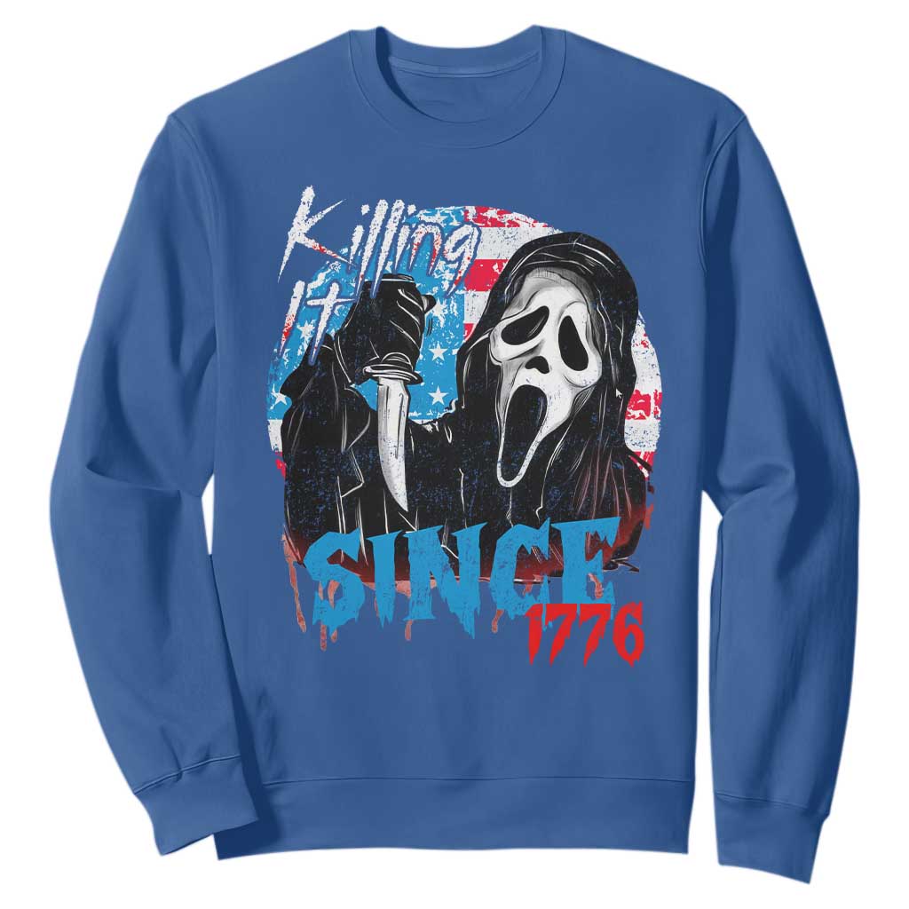 Funny Killing It Since 1776 Sweatshirt Horror Movie 4th Of July USA Ghost TS11 Royal Blue Print Your Wear