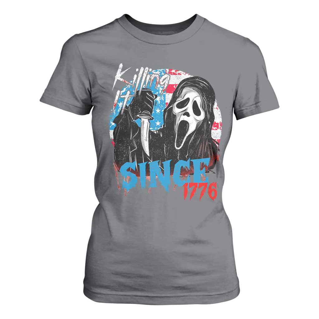 Funny Killing It Since 1776 T Shirt For Women Horror Movie 4th Of July USA Ghost TS11 Charcoal Print Your Wear
