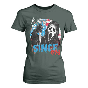 Funny Killing It Since 1776 T Shirt For Women Horror Movie 4th Of July USA Ghost TS11 Dark Forest Green Print Your Wear