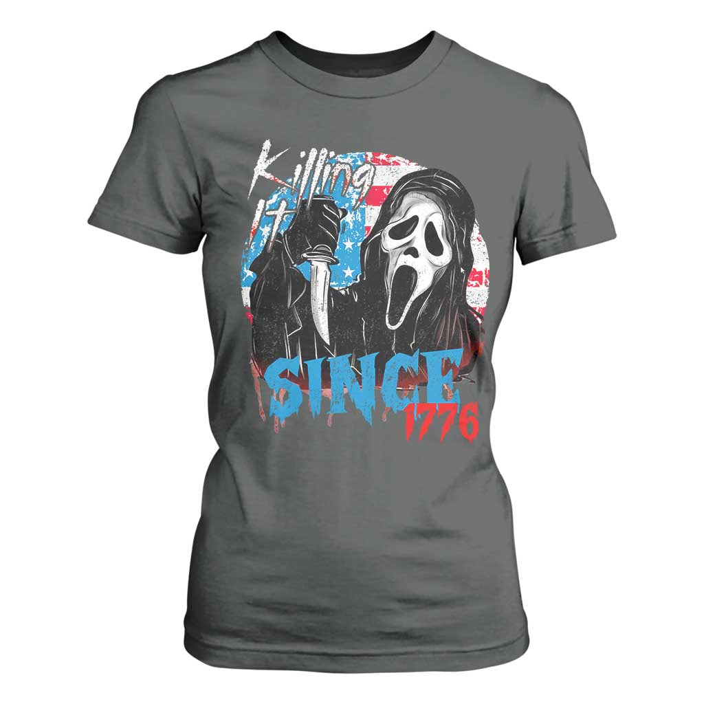 Funny Killing It Since 1776 T Shirt For Women Horror Movie 4th Of July USA Ghost TS11 Dark Heather Print Your Wear