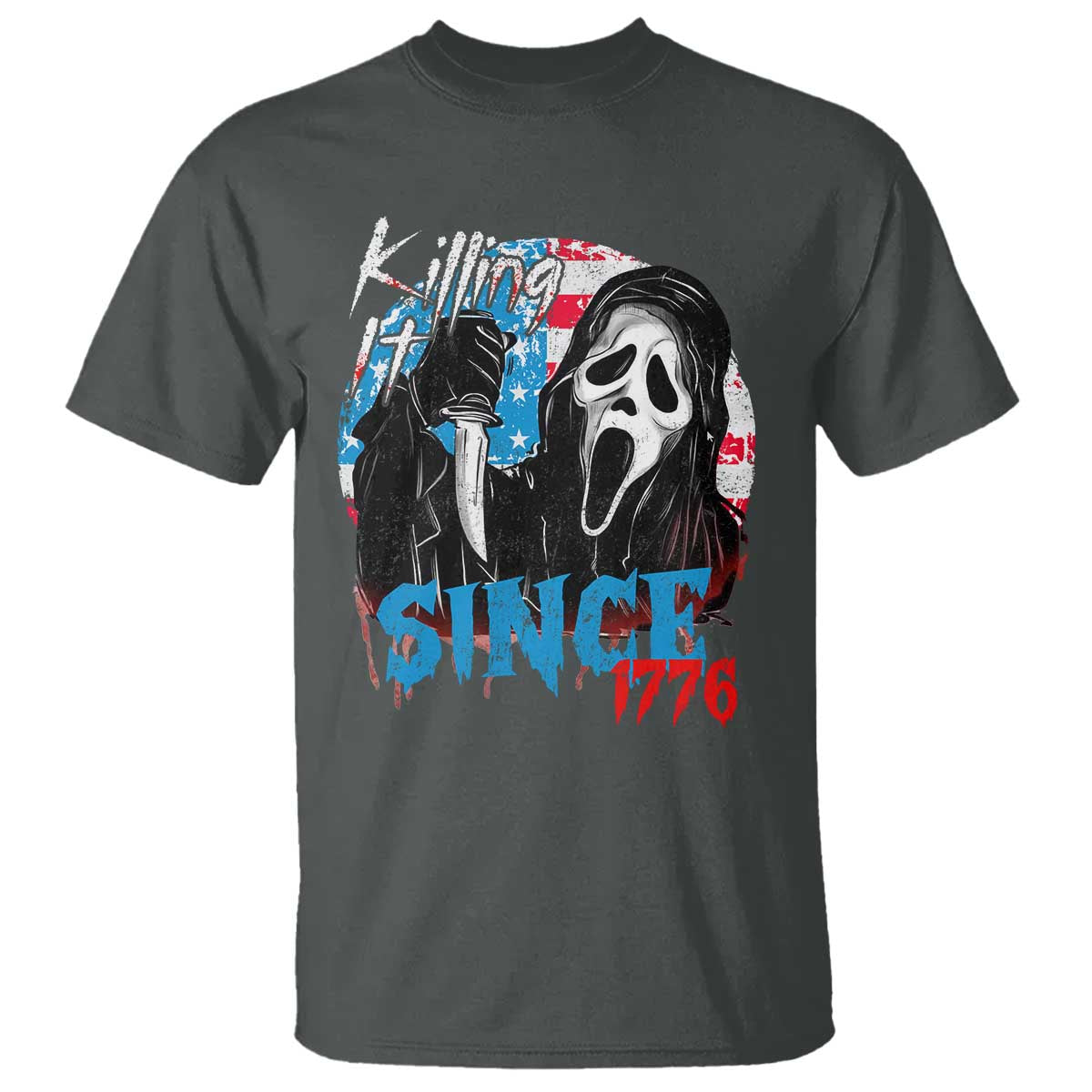 Funny Killing It Since 1776 T Shirt Horror Movie 4th Of July USA Ghost TS11 Dark Heather Print Your Wear