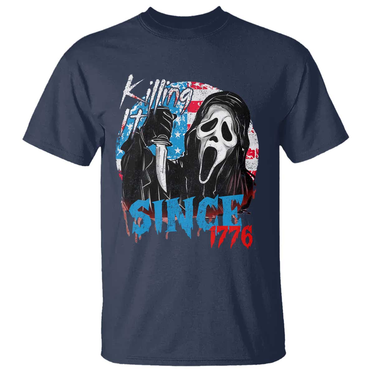 Funny Killing It Since 1776 T Shirt Horror Movie 4th Of July USA Ghost TS11 Navy Print Your Wear