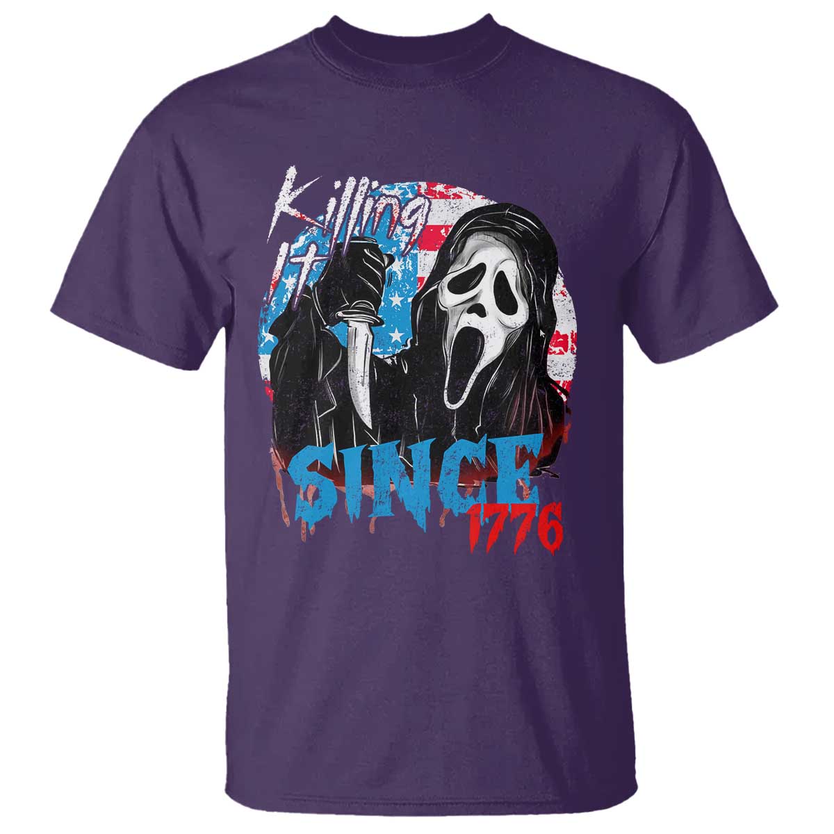 Funny Killing It Since 1776 T Shirt Horror Movie 4th Of July USA Ghost TS11 Purple Print Your Wear