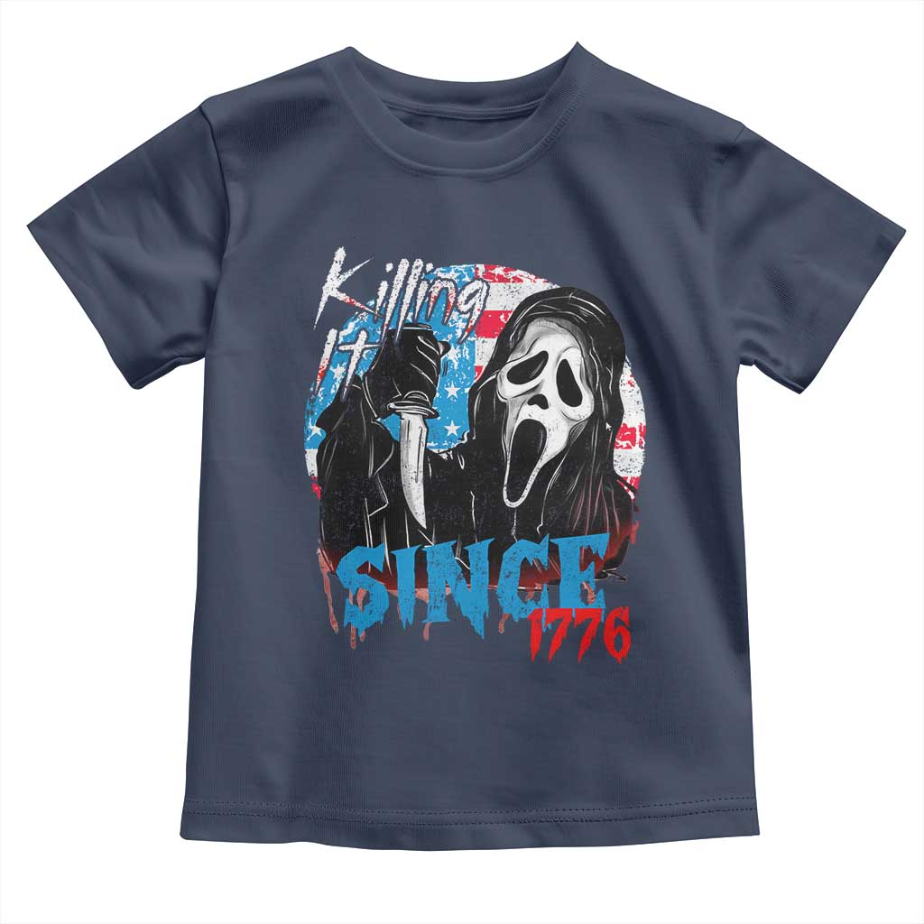 Funny Killing It Since 1776 Toddler T Shirt Horror Movie 4th Of July USA Ghost TS11 Navy Print Your Wear