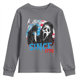 Funny Killing It Since 1776 Youth Sweatshirt Horror Movie 4th Of July USA Ghost TS11 Charcoal Print Your Wear