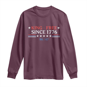 Funny King Free Since 1776 8647 Long Sleeve Shirt TS11 Maroon Print Your Wear