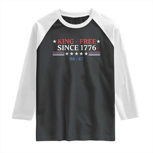 Funny King Free Since 1776 8647 Raglan Shirt TS11 Black White Print Your Wear