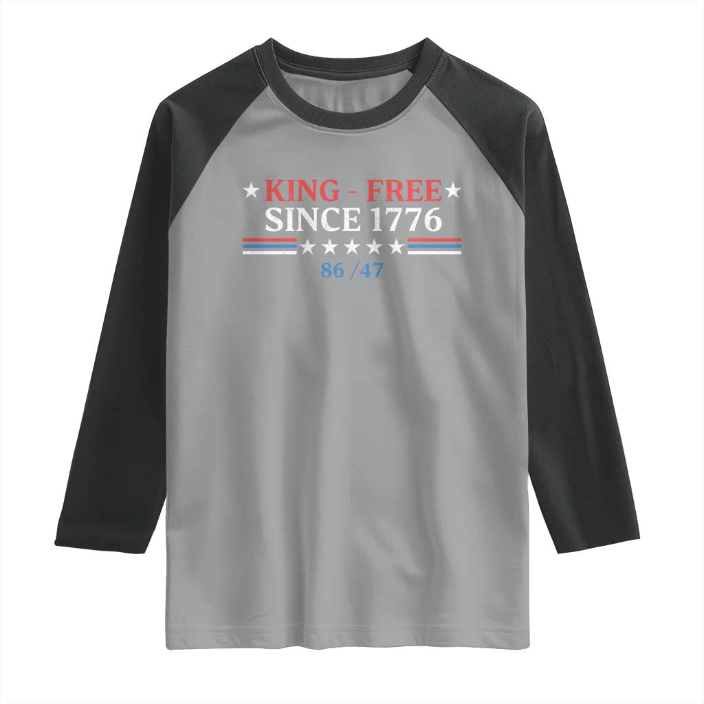 Funny King Free Since 1776 8647 Raglan Shirt TS11 Sport Gray Black Print Your Wear